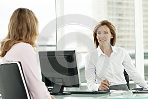 Corporate business job interview with executive woman