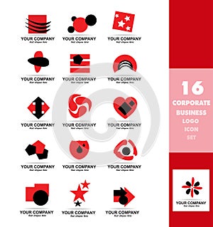 Corporate business red logo icon set