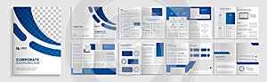 Corporate business solution brochure, 16 page company profile editable template layout design.