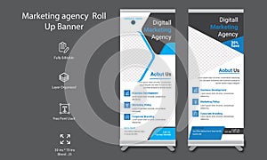 Corporate business stand banner or roll up template with abstract design