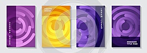 Corporate catalogue covers set. Creative banner gradient circles twist vector backgrounds. Aim goal