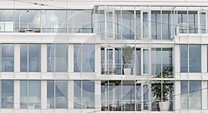 Corporate company modern building, windows transparent