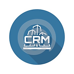 Corporate CRM System Icon. Flat Design