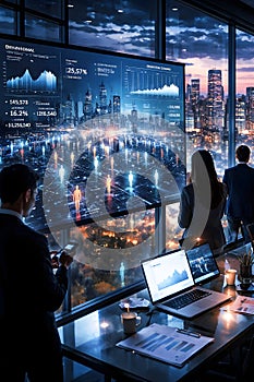 Corporate Data Strategy Visualization Showing Human Networks In Smart City