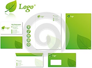Corporate design stationary modern vector logo set green environment organic