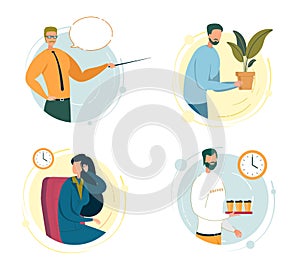 Corporate Employees Flat Vector Illustrations Set