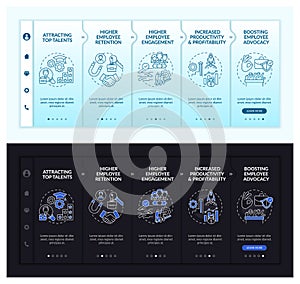 Corporate ethos benefits onboarding vector template