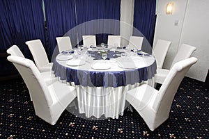 Corporate events or wedding table arrangement photo