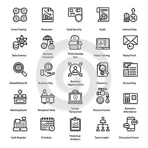 Corporate and Finance Icons in line Design