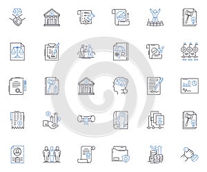 Corporate finance line icons collection. Investment, Capital, Financing, Valuation, Mergers, Acquisition, Divestiture