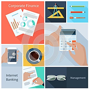 Corporate finance, web banking, management concept