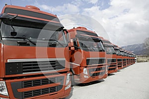 Corporate fleet trucks lined