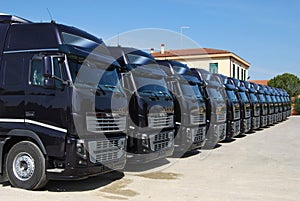 Corporate fleet trucks lined