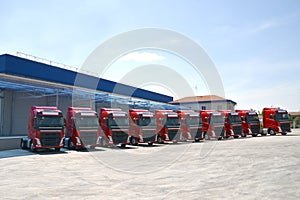 Corporate fleet trucks lined