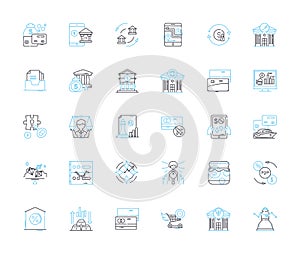 Corporate gains linear icons set. Profit, Revenue, Growth, Expansion, Increase, Performance, Earnings line vector and