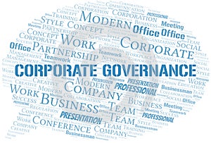 Corporate Governance vector word cloud, made with text only.