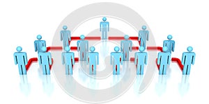 Corporate hierarchy business network 3d people