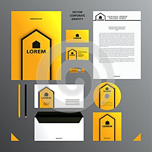 Corporate Identity business template. Yellow and black branding