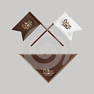 Corporate identity of coffee industry. Template of flags, banners.