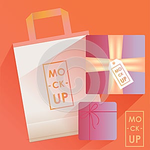Corporate identity design template set. Mock-up kraft package, gift shop.
