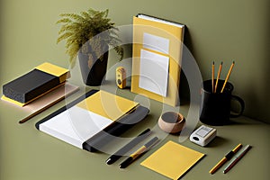 Corporate identity design template stationary mockup, AI Generated