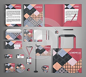 Corporate Identity set with abstract pattern scrapbooking.