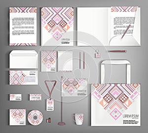 Corporate Identity set with with ethno pattern.