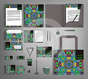 Corporate Identity set with ethno pattern.