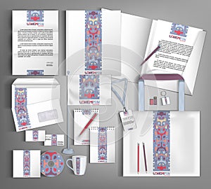 Corporate Identity set with ethno pattern.