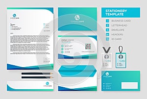 Corporate identity set template design. Stationery Kit Branding template editable with modern blue color