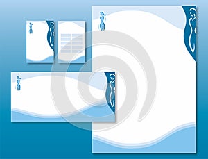 Corporate Identity Set - Woman Body Icon in Blue.