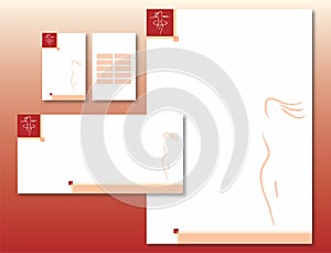 Corporate Identity Set - Woman Body Icon in Red
