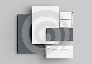 Corporate identity stationery mock up isolated on gray background. 3D illustrating.