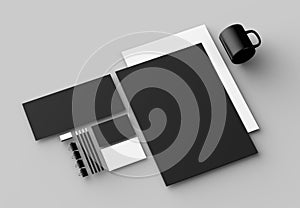 Corporate identity stationery mock up isolated on gray background. 3D illustrating.