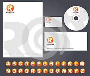 Corporate identity template with alphabet