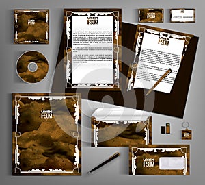 Corporate identity template. Brown set with abstract frames.