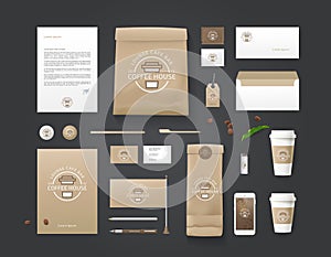 Corporate identity template. Business set for coffee shop, cafe, restaurant. Branding MockUps.