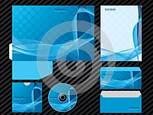 Corporate identity template design blue color business set stationery.