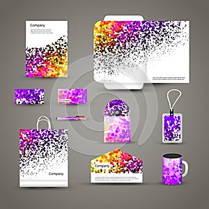 Corporate identity template with dotted background. Vector company dots style for brandbook and guideline, pen, cd disc
