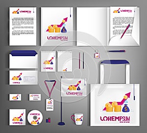 Corporate identity template for investment and savings companies. Financial performance, improving business productivity