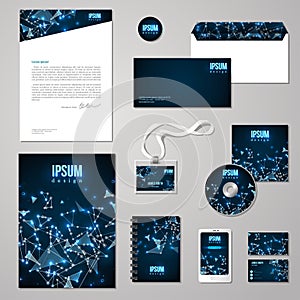 Corporate identity template with Shining Wireframe