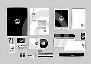 Corporate identity template for your business includes CD Cover, Business Card, folder, ruler, Envelope and Letter Head Designs