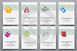 Corporate identity vector templates set with doodles jurisprudence theme photo