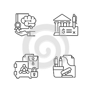 Corporate intellectual property linear icons set