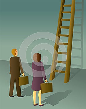 Corporate Ladder Man and Woman