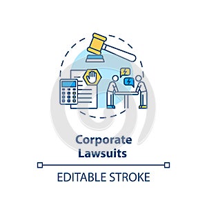 Corporate lawsuit concept icon