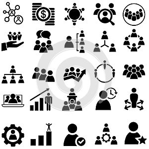 Corporate management icon vector set. business people illustration sign collection. partnership symbol. professional logo.