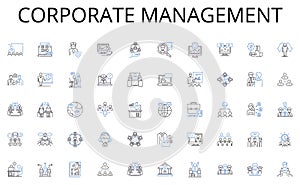 Corporate Management line icons collection. Innovative, Unconventional, Creative, Contemporary, Inventive, Fresh