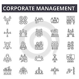 Corporate management system line icons, signs, vector set, linear concept, outline illustration