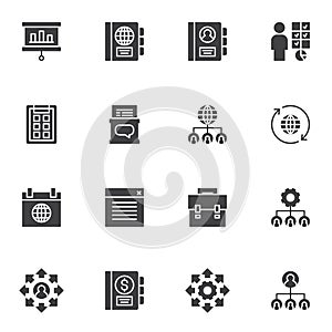 Corporate management vector icons set